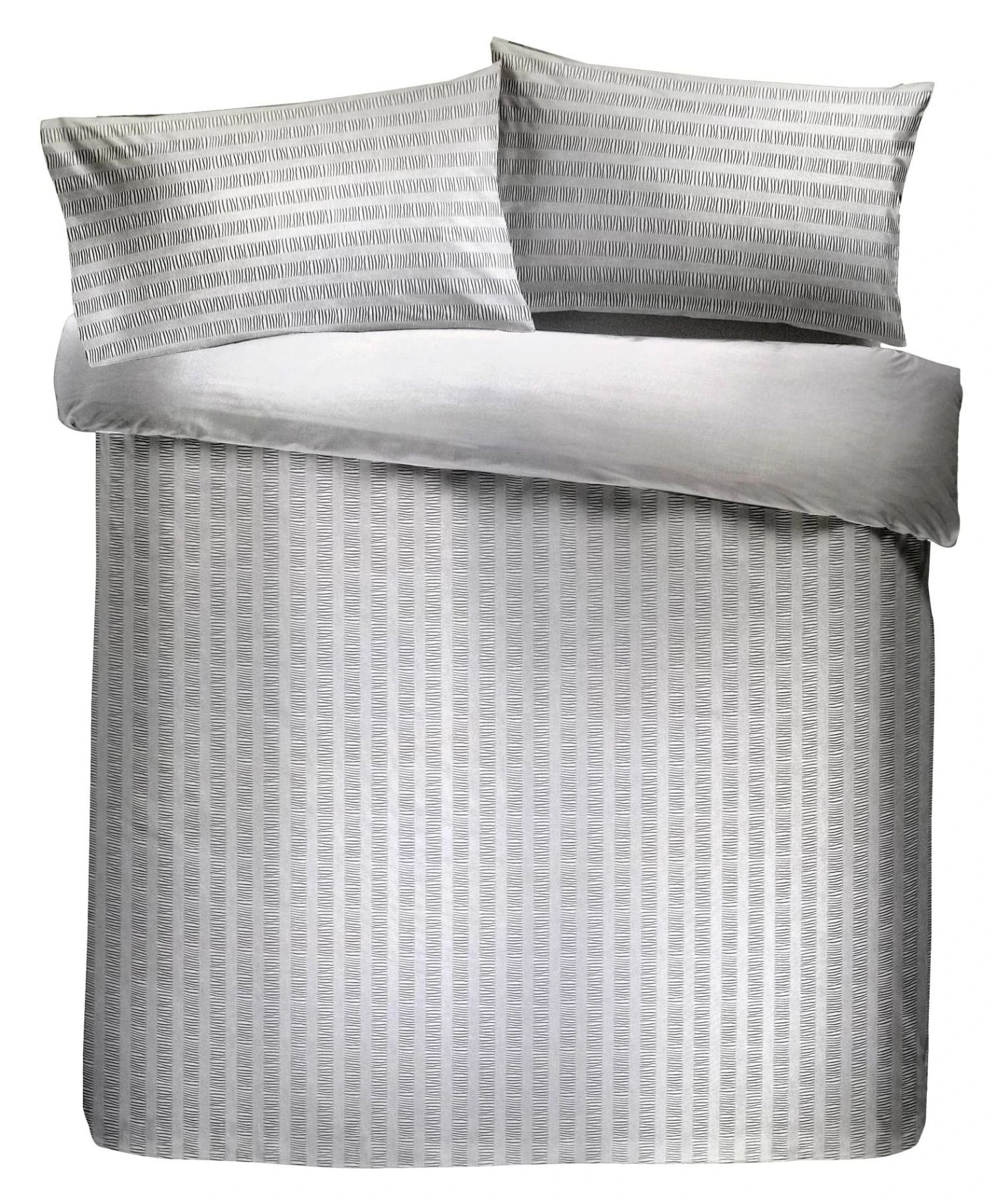 Serene Seersucker Grey Duvet Set 4 Serene Seersucker Grey Duvet Set - Image 2