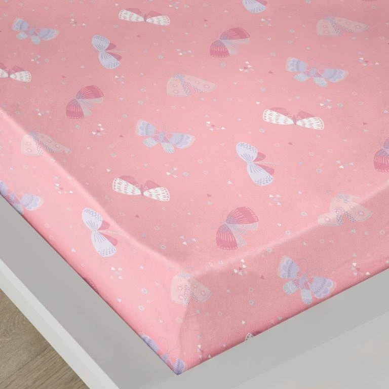 Bedlam Flutterby Butterfly Pink Fitted Single Sheet 3 Bedlam Flutterby Butterfly Pink Fitted Single Sheet