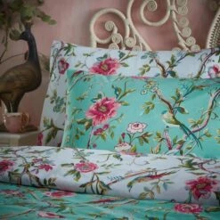 Furn Vintage Chinoiserie Floral Exotic Duvet Cover Set Jade -Best Bedding Store 53562 25565